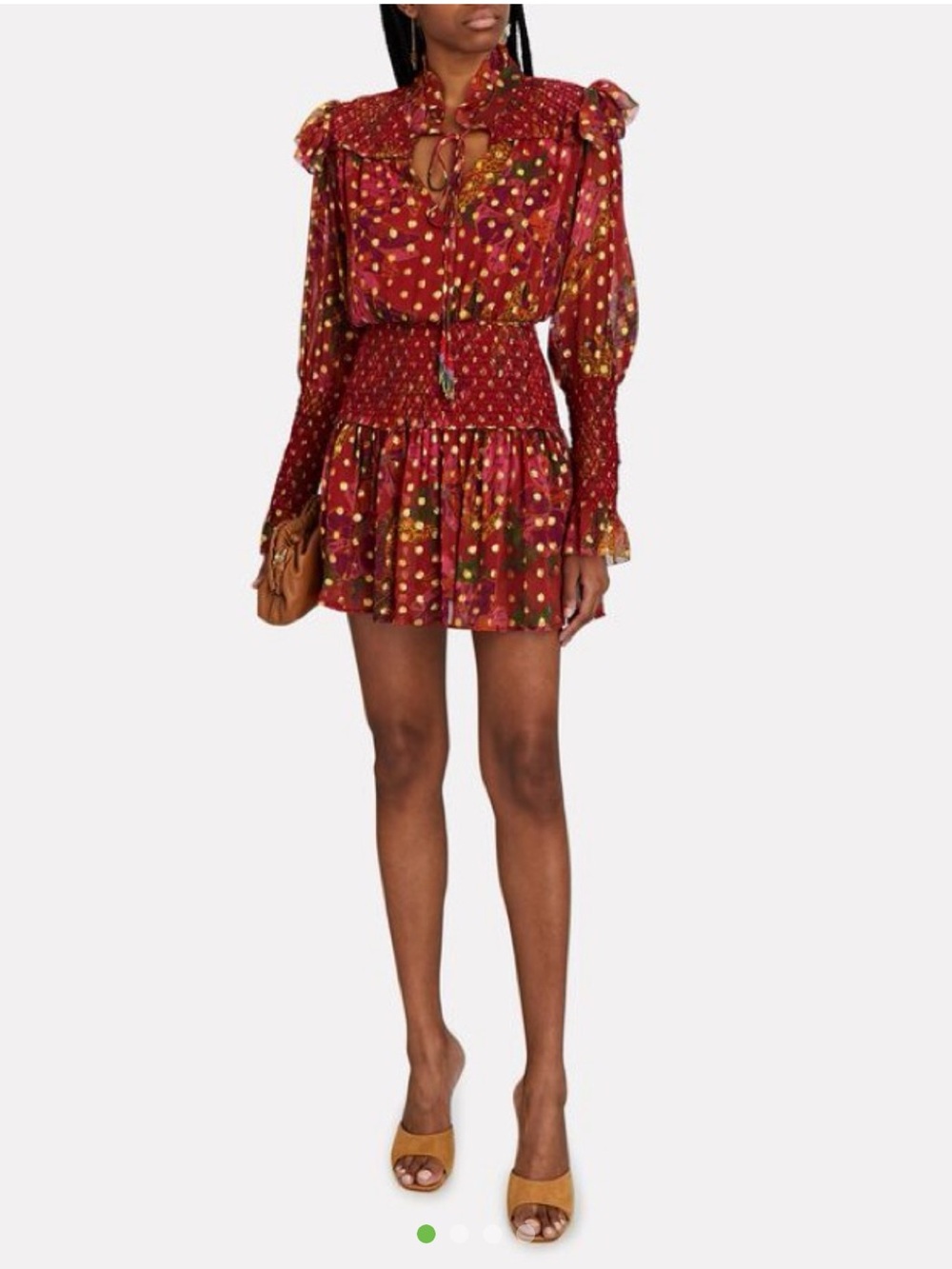 FARM Rio Red and Yellow Floral Smocked Mini Dress